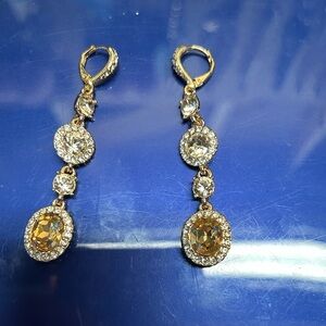 Givenchy Gold and Silver Oval Crystal Earrings